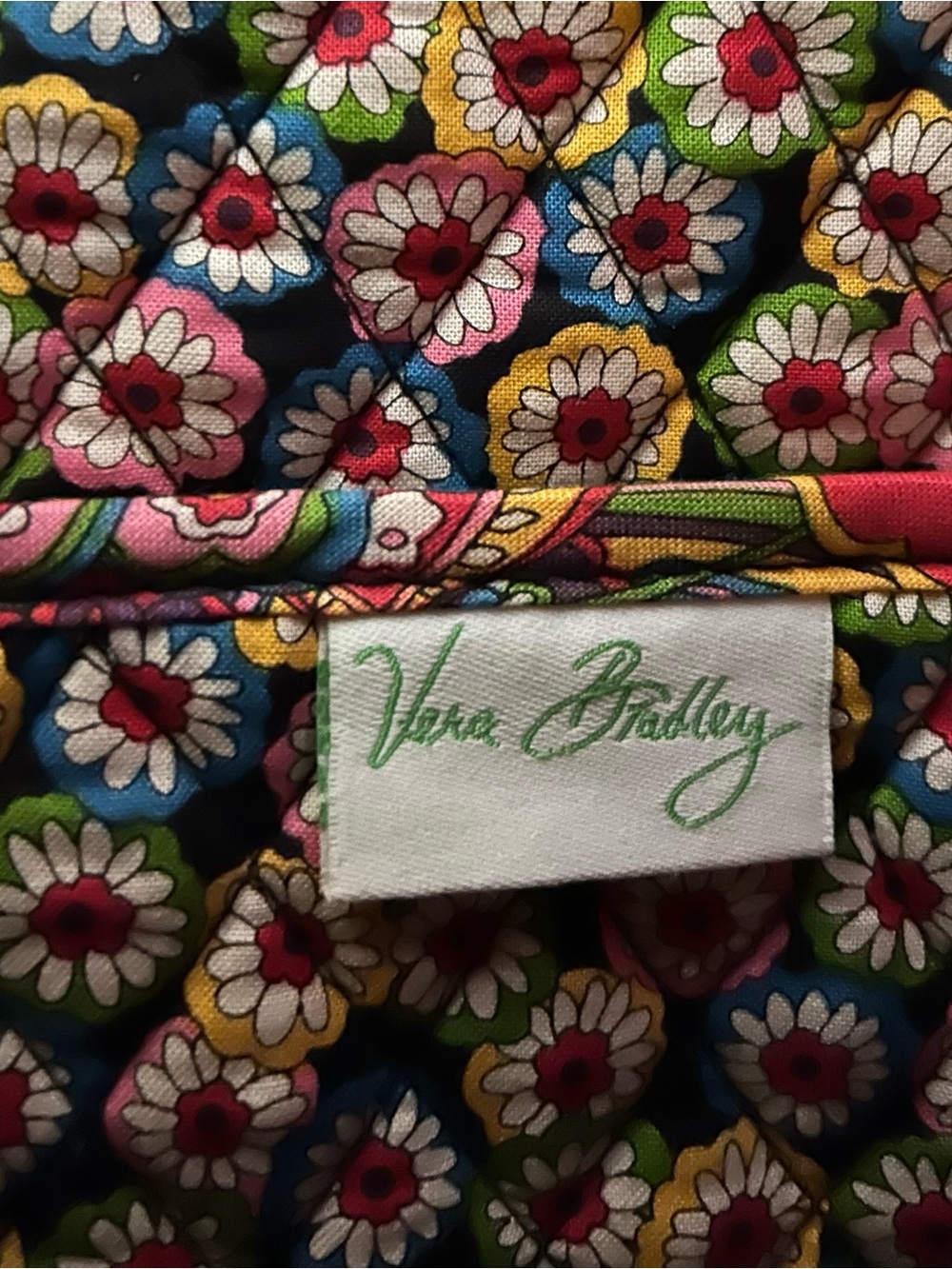 Vera Bradley Black Multicolor Floral Quilted Handbag Interior - Picture 3 of 3